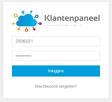 Inlogvenster klantenpaneel